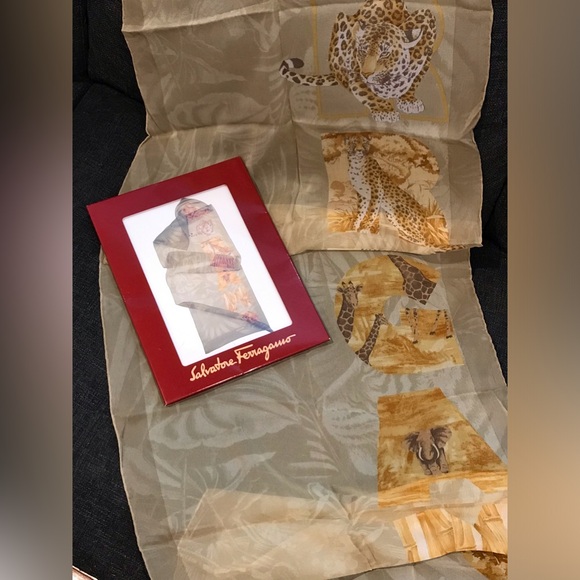 Salvatore Ferragamo Animal Print Silk Scarf- 61”x16.5” 🐆🔥 - Picture 8 of 17